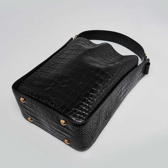 Balenciaga Black Croc Embossed Leather Tool 2.0 North South Medium Tote Bag - Picture 4 of 11